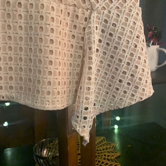 BCBG cream tan slight peplum overlay blouse - Picture 8 of 11